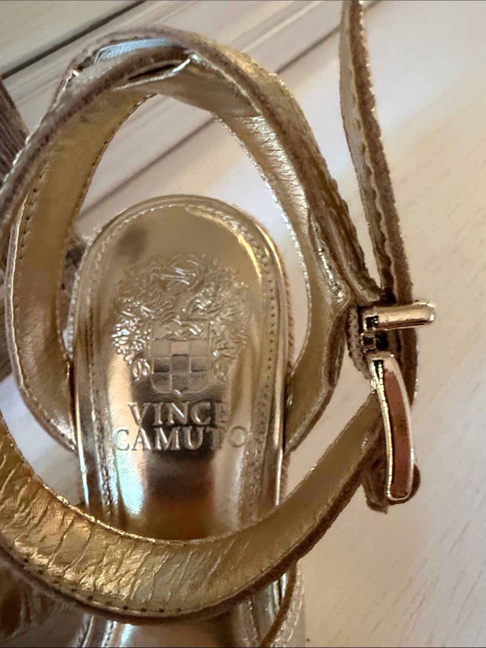 Vince Camuto Metallic Gold Espadrille Wedge Sandals - Picture 4 of 4